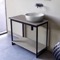 Console Sink Vanity With Ceramic Vessel Sink and Grey Oak Shelf
